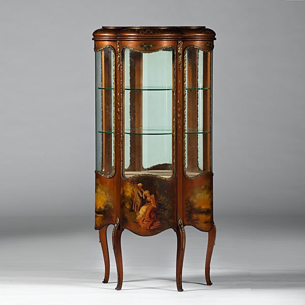 Robert Mitchell Louis XV Style Vitrine : Robert Mitchell Louis XV Style Vitrine Cincinnati, late 19th-early 20th century. A Robert Mitchell Louis XV-style polychromed and ormolu mounted vitrine, the case fitted with a single glazed cupboar