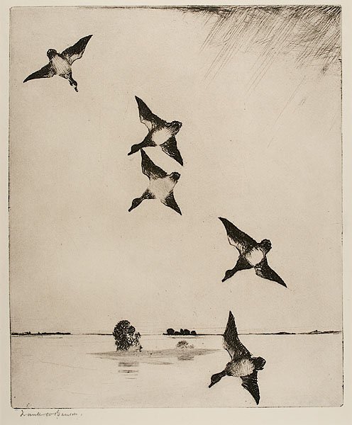 On Swift Wings by Frank Weston Benson : On Swift Wings by Frank Weston Benson Frank Weston Benson (American, 1862-1951), 1927. Etching on paper from an edition of 150, signed in graphite l.l., catalogue raisonné Paff 264; 11.75 x 9.75 i