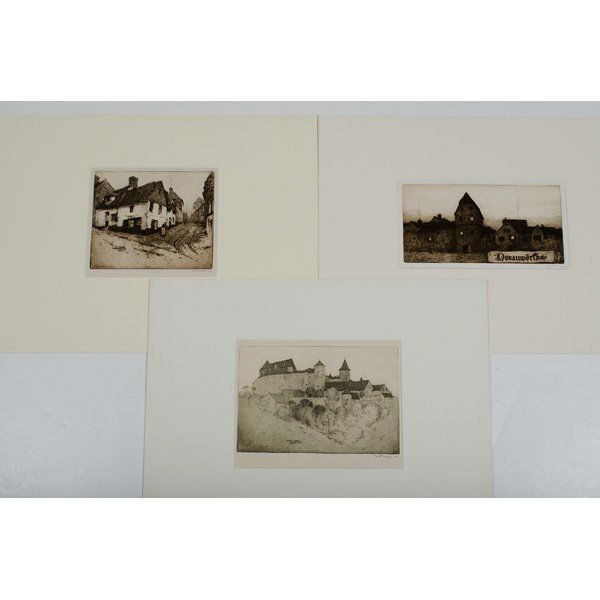 Five Etchings of Bavaria and France by Everett Lon: Five Etchings of Bavaria and France by Everett Lon Everett Longley Warner (American, 1877-1963). 1904-1908, A group of five etchings on paper, three of scenes in Bavaria, two of scenes in France,
