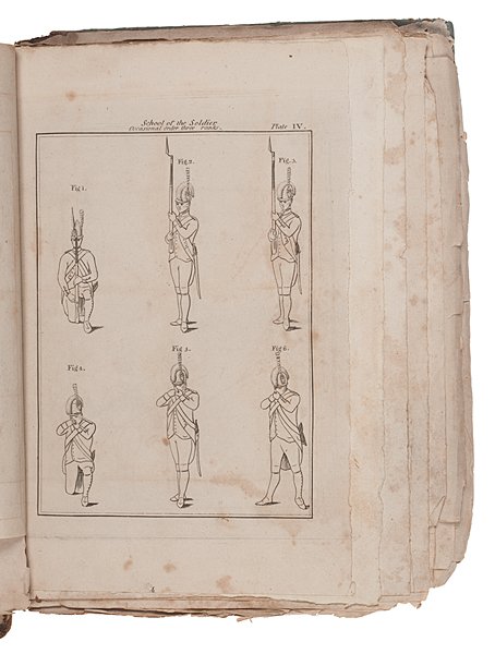 War of 1812 Military Drills : War of 1812 Military Drills [Stout, J(ames) D(eForest), engraver]. 8vo, paper over boards, set of 41 engraved plates of various sizes, possibly meant to accompany a text or intended for use by illi