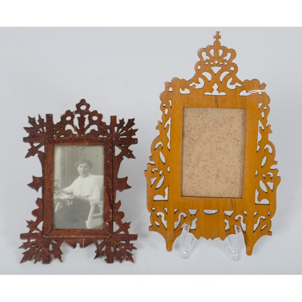Pierced and Carved Frames : Pierced and Carved Frames Continental, probably German or Austrian, 19th century. Two pierced and carved frames, one, a Biedermeier boxwood frame with coronet, the other a varnished light wood, fram