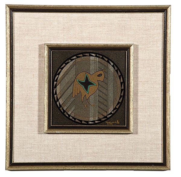 Helen Hardin (Santa Clara Pueblo, 1943-1984), Mimbres Q: Helen Hardin (Santa Clara Pueblo, 1943-1984), Mimbres Quail Acrylic on board depicting a quail. Signed with monogram, dated 1978, l.r.; 7.5 x 7.5 in.