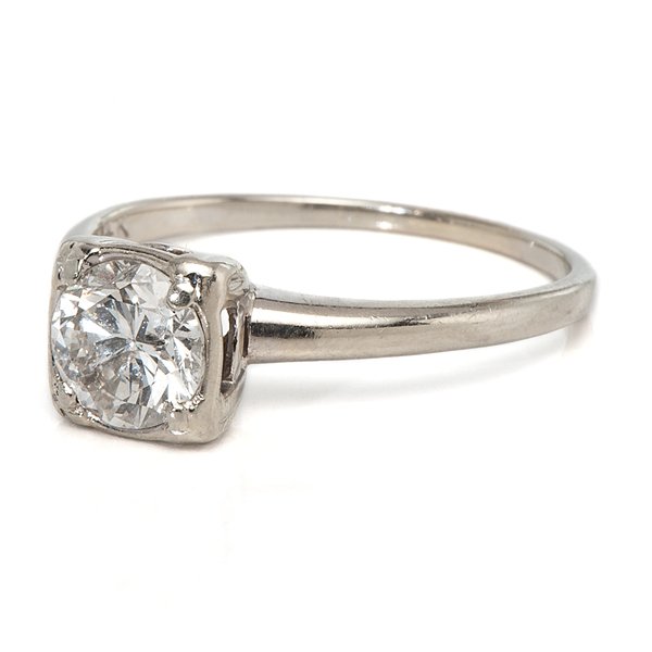 Ladies 14 Karat Miracle Setting White Gold Solitaire : Ladies 14 Karat Miracle Setting White Gold Solitaire Ladies vintage 14 karat white gold illusion head solitaire containing one I1-I2, J-K color round diamond weighing approximately 1.0 carat. 1.43 d