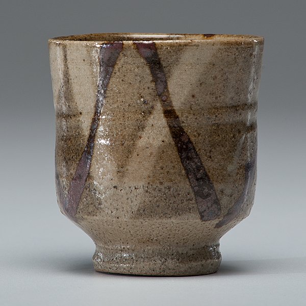 Shoji Hamada (1894-1978; Japan) : Tea Bowl ca 1960 Glazed stoneware: ht. 3.5, dia. 3.25 in.; with signed box that reads "Yunomi (Drinking Cup)" with "Shoji" seal.