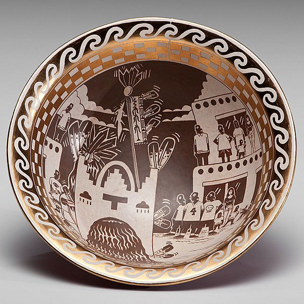 Diego Romero (1964; USA) Cochiti : Cochiti Feast 2011 Earthenware, dia. 11.5 in.; signed on outside rim.