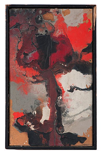 Untitled: #47 by Stanley Twardowicz : Stanley Twardowicz (American, b. 1917). Mixed media on board, signed and titled on verso; 5.5 x 9 in. (sight). Ex Collection of Betty Asher, Los Angeles, California