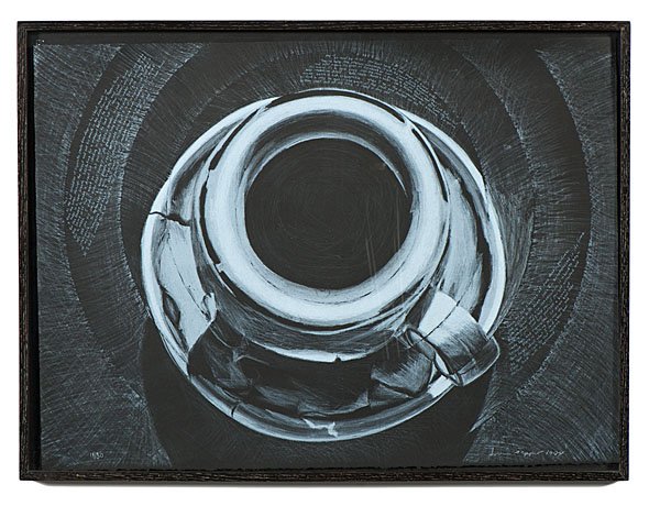 Cup Lithograph by Irv Tepper : Irvin Tepper (American, b. 1947). Lithograph on paper, with cup and saucer, inscriptions surrounding, signed and dated 1994 l.r., also numbered 11/30 l.l.; 21.5 x 29.5 in. (sight).