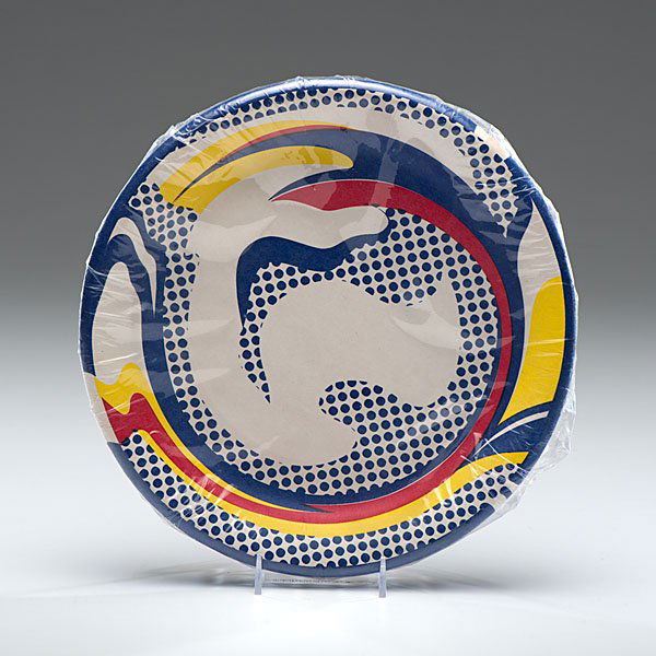 Paper Plates by Roy Lichtenstein : Roy Lichtenstein (American, 1923-1997). Screenprints, in yellow, red and blue on white paper plate. From an unknown numbered edition, published by Bert Stern, and marked on back of each plate Roy
