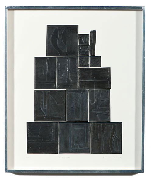 The Great Wall by Louise Nevelson : Louise Nevelson (American, 1899-1988). Lead intaglio on paper, mounted, signed and numbered 61/150 in margin; 30 x 25 in. (sheet).