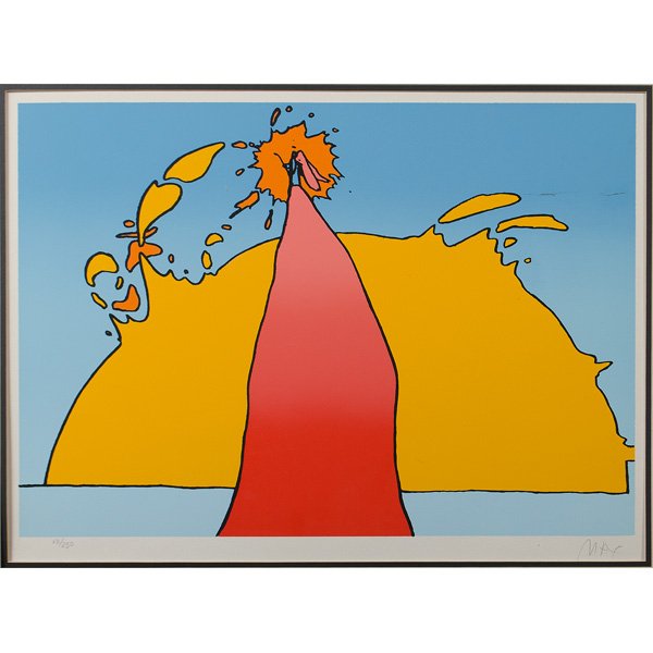 His Own Eclipse by Peter Max : Peter Max (American/German b. 1937). Colored screenprint, signed l.r., numbered 69/250 l.l.; 19 x 27 in. (sight).