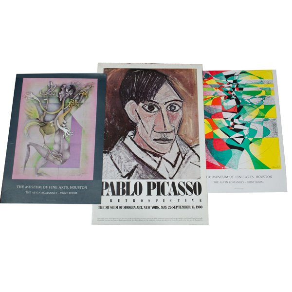 Exhibition Posters of Various Artists : Six exhibition posters from various artists such as Leroy Neiman, Pablo Picasso, Stanley William Hayter, and more; largest 37 x 24 in.