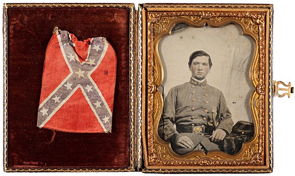 Confederate Col. Geo. P. Harrison, Jr., Georgia Infy.: Confederate Colonel George P. Harrison, Jr., Georgia 1st Regulars & 32nd Infantry, WIA, Quarter Plate Ambrotype Plus Medals Quarter plate ambrotype of George P. Harrison, Jr., with gold tinted acce