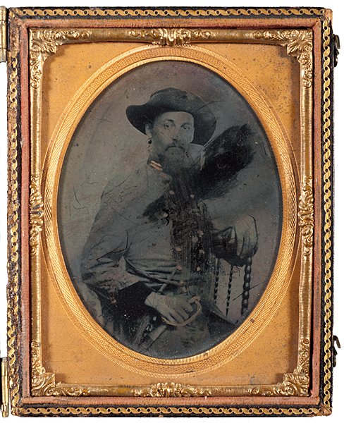 CSA 1st Lieutenant, W.B. Champlin, LA 2nd Cavalry: CSA 1st Lieutenant, W.B. Champlin, Louisiana 2nd Cavalry, Quarter Plate Ambrotype Quarter plate ambrotype of CSA 1st Lieutenant W.B. Champlin, Co. D, Louisiana 2nd Cavalry. Housed in a full presse