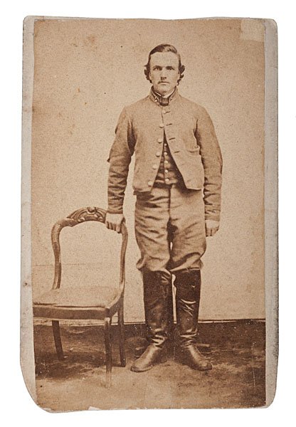 Dr. William T. Simrall, CSA Corporal, KY 8th Cav.: Dr. William T. Simrall, CSA Corporal, Kentucky 8th Cavalry, Civil War CDV Albumen cdv of CSA Corporal William T. Simrall in uniform, with penciled identification on verso, plus D.F. Brandon's Camp D