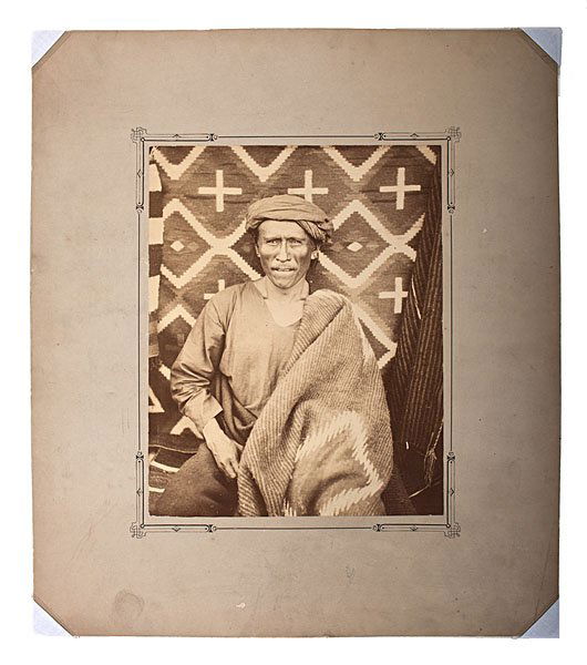John K. Hillers Albumen Photographs of Navajo Indians : John K. Hillers Albumen Photographs of Navajo Indians Lot of 3 albumen photographs, ca 1879-1880, each measuring 7.125 x 9 in., on original, decorated mounts. Including the following titles, written
