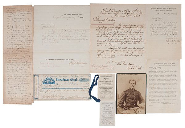 Captain Alfred F. Walcott, 21st Massachusetts Infantry,: Captain Alfred F. Walcott, 21st Massachusetts Infantry, Civil War Archive, Including Letters from Generals Ferrero & Burnside 9 letters, 9 orders (3 printed), 3 post-war photographs; 5 miscellaneous