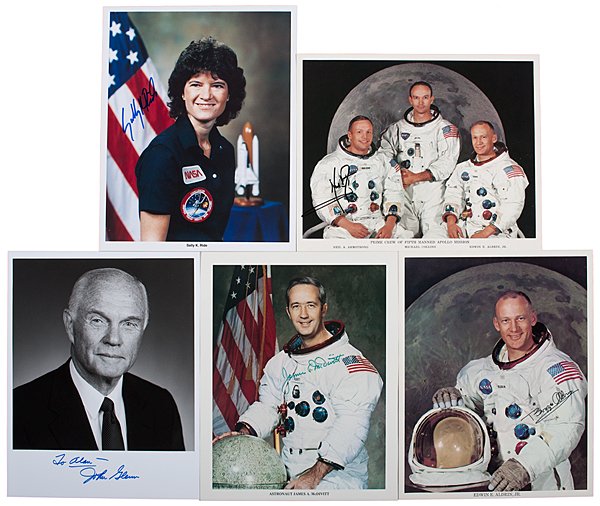 Astronaut Letters and Photographs : Astronaut Letters and Photographs Lot of 9, featuring signatures from Mercury 7 astronauts John Glenn, Walter Schirra, and Donald Slayton, plus Neil Armstrong, the first man to set foot on the