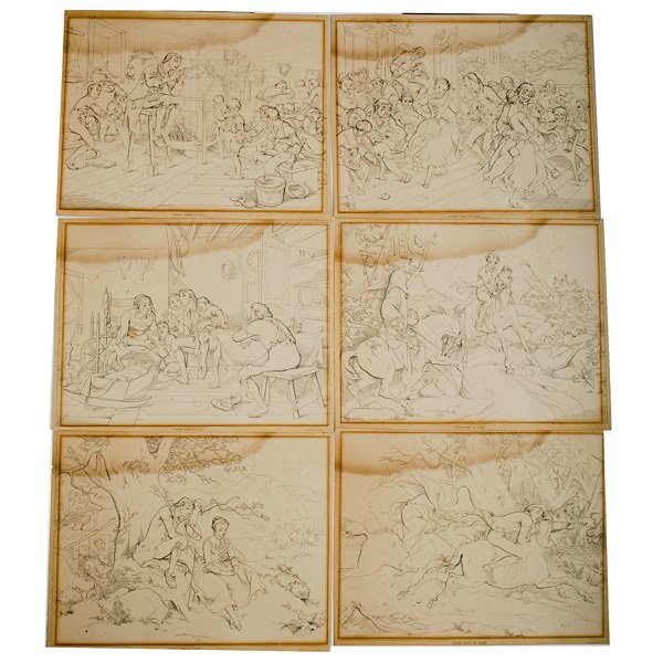 "The Legend of Sleepy Hollow" and "Rip Van Winkle : Felix O.C. Darley (American, 1822-1888). Etchings on paper published for the American Art Union, dated 1849 and 1848, respectively, six illustrations from the short story "The Legend of Sleepy Hollo
