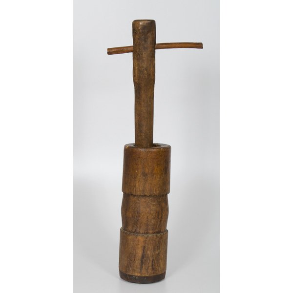 Large Treen Mortar and Pestle : Continental, 19th century. A large treen mortar and pestle of baluster form; mortar ht. 18 in., dia. 6.5 in.
