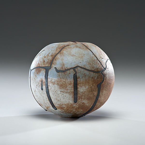 Steven Montgomery (1954, USA) : Steven Montgomery (1954, USA) Sphere, 1980 Stoneware ht. 7, dia. 7.5 inches Provenance: Daniel Jacobs and Derek Mason Collection; Acquired directly from the Artist.