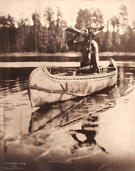 Roland Reed (American, 1864-1934) Silver Gelatin Moose: copyrighted lower left, with handwritten inscription on verso The Moose Call - Ojibway - A Roland Reed photograph / copyright and owned R. F. Williams. Williams is Roland Reed's cousin, 20 in. 
