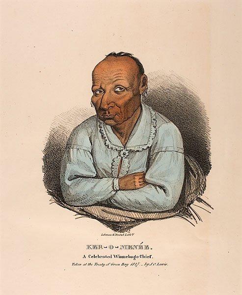James Otto Lewis (American, 1799-1858) Lithograph: James Otto Lewis (American, 1799-1858). Published by Lehman & Duval, 1825. Titled Weesh-Cub and Ker-O-Meenee, respectively. Each sheet size 18.75 in. x 11.25 in.