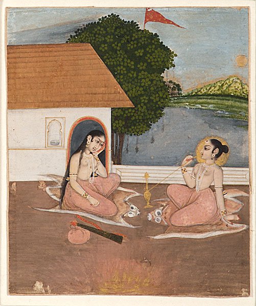 Indian Mughal Miniature Painting of Female Aesthetic : Indian Mughal Miniature Painting of Female Aesthetic India, late 18th century. Gouache on heavy cardstock paper, with traces of gilt, having label on verso; 5.5 x 4.5 in. (sight).