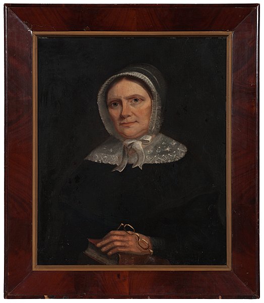 Ca 1845 Portrait of Ann Wise Redhead by J.C. Wolfe : Ca 1845 Portrait of Ann Wise Redhead by J.C. Wolfe John C. Wolfe (American/Cincinnati, 1817-n.d.). Oil on canvas laid to board, depicting a sitter (family states the relative is Ann Wise Redhead);