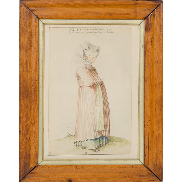 Print of Nuremberg Woman Dressed for Church by Albrecht: Print of Nuremberg Woman Dressed for Church by Albrecht Durer Albrecht Durer (German, 1472-1538). A late 19th or early 20th century printing of Nuremberg Woman Dressed for Church, housed in an attra