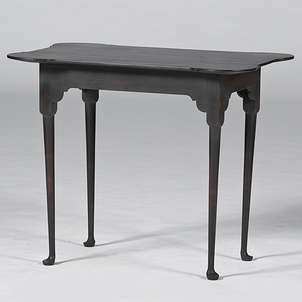 American Outset Corner Tea Table-Queen Anne-Style : American Outset Corner Tea Table-Queen Anne-Style American, 20th century. An outset corner tea table in the Queen Anne style, stamped Dixon; ht. 26.75, wd. 33, dp. 21 in.