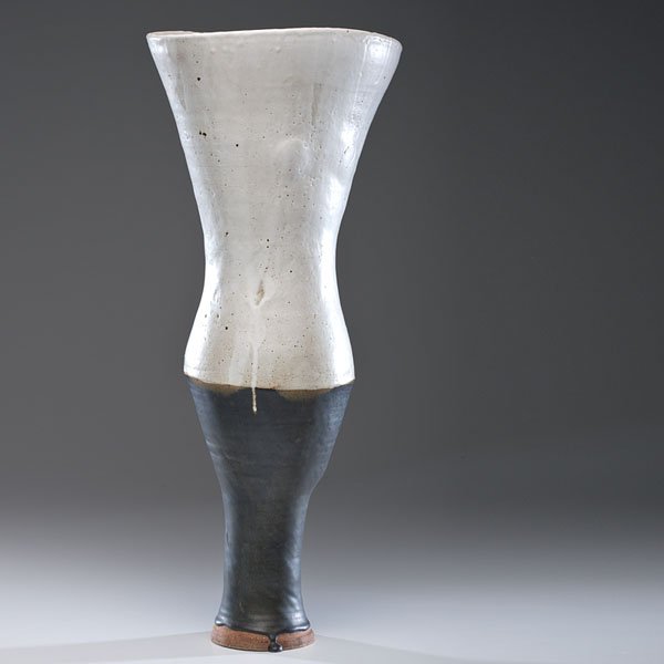 Frans Wildenhain (1905-1980; Germany) : Frans Wildenhain (1905-1980; Germany) Large Black and White Vase ca 1970 Ceramic; ht. 25.25 in. Wildenhain was a Bauhaus-trained German potter and sculptor who taught for many years at the School fo