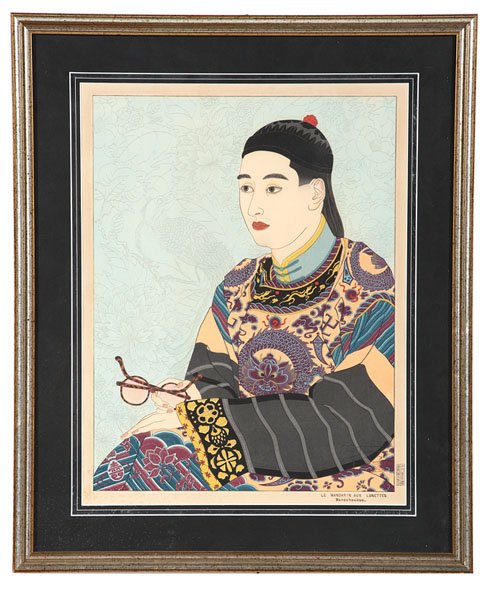 Le Mandarin Aux Lunettes, Mandchoukuo by Paul Jacoulet : Le Mandarin Aux Lunettes, Mandchoukuo by Paul Jacoulet Paul Jacoulet (French, 1902-1960). Woodblock on paper, embossing, signed within plate and marked in margin; 15.5 z 11.75 in. (sight).