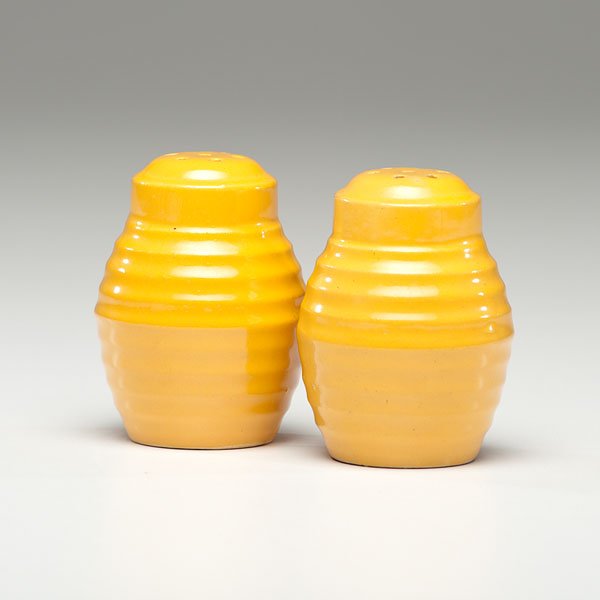 Bauer Pottery Ringware Salt and Pepper Shakers : Bauer Pottery Ringware Salt and Pepper Shakers Set of Ringware salt and pepper shakers in yellow each, ht. 3, dia. 2.5 in.