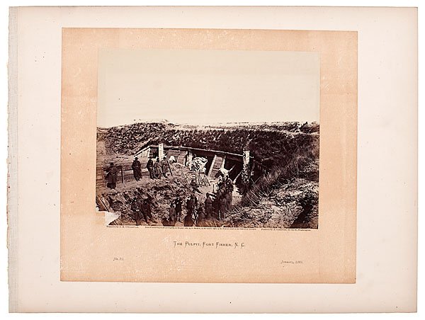 Timothy O'Sullivan Photograph from Gardner's: Timothy O'Sullivan Photograph from Gardner's Sketchbook, The Pulpit, Fort Fisher, N.C. Albumen photograph with the following printed on mount below image: Negative by T.H. O'Sullivan/ Positive by A