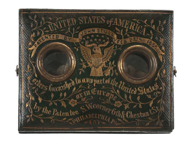 Rare John Stull Quarter Plate Stereodaguerreotype Case: Rare John Stull Quarter Plate Stereodaguerreotype Case Housing Portrait of Young Woman, by Germon Quarter plate stereodaguerreotype portrait housed in a rare case by John Stull of Philadelphia. Un