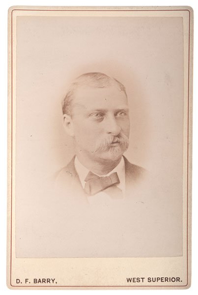 D.F. Barry Photograph of 7th Cavalry Captain George: D.F. Barry Photograph of 7th Cavalry Captain George Yates Cabinet photograph of Captain Yates in civilian dress, with D.F. Barry's West Superior, WI imprint. George W. Yates (1843-76) was a friend