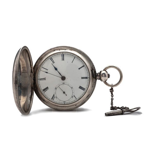 Waltham Civil War Era Wm. Ellery Hunter Case Pocket: Waltham Civil War Era Wm. Ellery Hunter Case Pocket Watch Waltham coin silver size 18 hunter case pocket watch. Key wind, key set. Serial number 59635, ca 1863. 11 jewels. Triple signed case. Porce