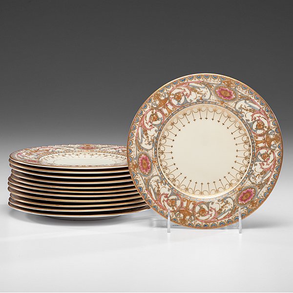 Royal Worcester Dessert/Salad Plates, 12 : Royal Worcester Dessert/Salad Plates, 12 British, 20th century. A set of twelve salad or dessert plates, made by Royal Worcester, and retailed by Marshall Field & Company, Chicago, marked Pattern #