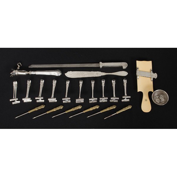 Silverplated and Sterling Flatware and Accessories,: Silverplated and Sterling Flatware and Accessories, Plus An assembled group of fifteen pieces of silverplated and sterling flatware and accessories, including ten silverplated asparagus servers, ma