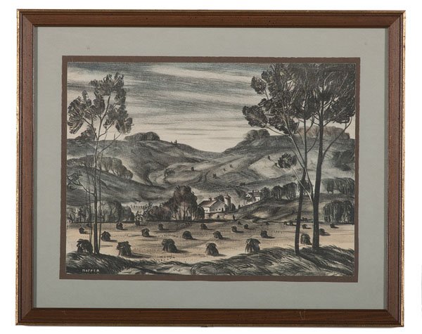 Pair of Landscapes by Floyd Hopper : Pair of Landscapes by Floyd Hopper Floyd Hopper (American/Indiana, 1909-1984). Each watercolor and graphite on paper, signed l.l.; 11.75 x 16 in. (sight). Provenance: The Clarence and Mildred Lo