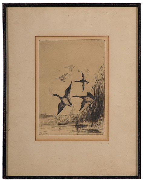 Bird Etching by Anthony Thieme : Bird Etching by Anthony Thieme Anthony Thieme (American, 1888-1954), 20th century. Signed in plate l.l., with Closson's label on verso; 7 x 4.75 in. (sight).