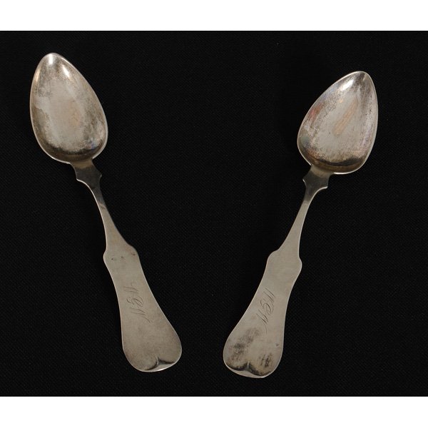 Kentucky Coin Silver Teaspoons by T.G. Calvert : Kentucky Coin Silver Teaspoons by T.G. Calvert American (Lexington, KY), 19th century. A pair of coin silver teaspoons by Thomas G. Calvert (b. 1832), undersides marked T.G. Calvert; lg. 5.75 in., 