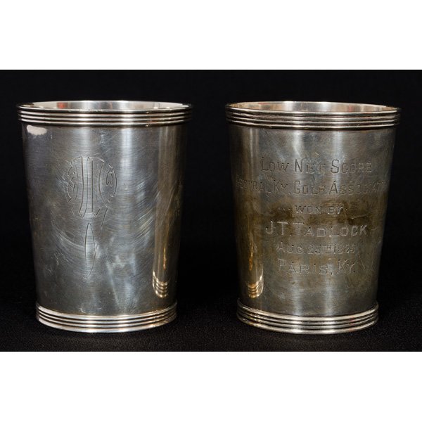 Sterling Julep Cups : Sterling Julep Cups American, 20th century. A sterling silver julep cup by the Frank W. Smith Silver Co., engraved Low Net Score / Central Ky. Golf Association / Won By / J.T. Tadlock / Aug. 25th 19