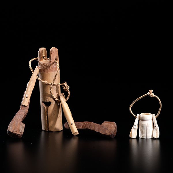 Pair of Liturgical Rattles : Pair of Liturgical Rattles Nepal, 19th century. Two liturgical rattles with a hollowed center tube, used by Buddhist priests to announce prayer times and periods of meditation. The larger one is mad