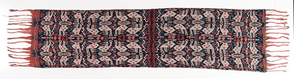 Pair of Indonesian Scarves : Pair of Indonesian Scarves Indonesian, 20th century. Two scarves made with Ikat weave. The shorter one is from Timor; the longer one is from the Longhi People of Sumba. 42 X 85 in. (longer scarf). �