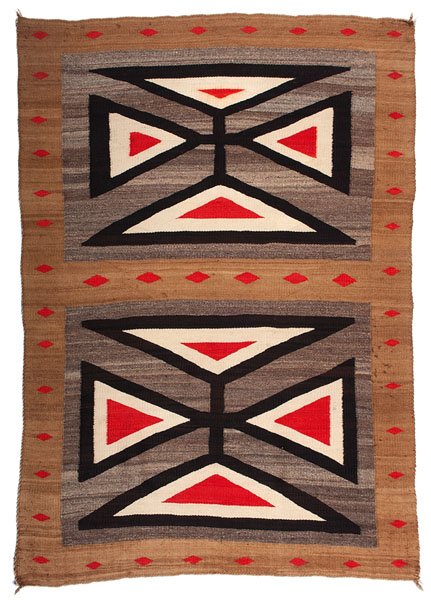 J.B. Moore Navajo Crystal Weaving / Rug : J.B. Moore Navajo Crystal Weaving plate 12, woven of hand-spun wool and designed Maltese crosses bordered by small diamonds, 73.5 x 53 in. early 20th century