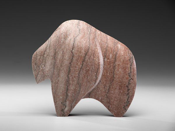 Bob Haozous (Chiricahua Apache, b 1943) Alabaster: Bob Haozous (Chiricahua Apache, b 1943) Alabaster Sculpture Buffalo signed on hind leg height 9.25 in. x length 9.5 in. third quarter 20th century
