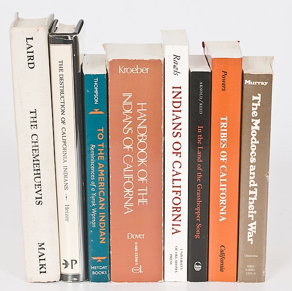 [California] Books on Native California Culture and: [California] Books on Native California Culture and History, From the Library of Richard Pohrt Jr. lot of 8, includes: Arnold, Mary and Mabel Reed. In the Land of the Grasshopper Song: Two Women in 