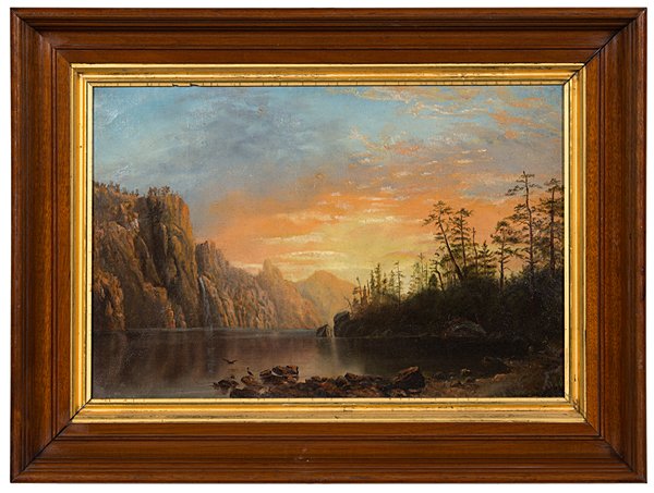 Hudson River School Landscape : Hudson River School Landscape American, 19th century. Oil on canvas; 11.5 x 17.5 in. (sight). Provenance: From the Estate of Kenneth Erwin, Portland, Michigan