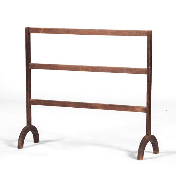 Shaker Herb Rack : Shaker Herb Rack American, late 19th century. A Shaker herb rack in poplar with through tenon and peg construction, arched end supports and three rails; ht. 43, wd. 15 in. Provenance: Property fr